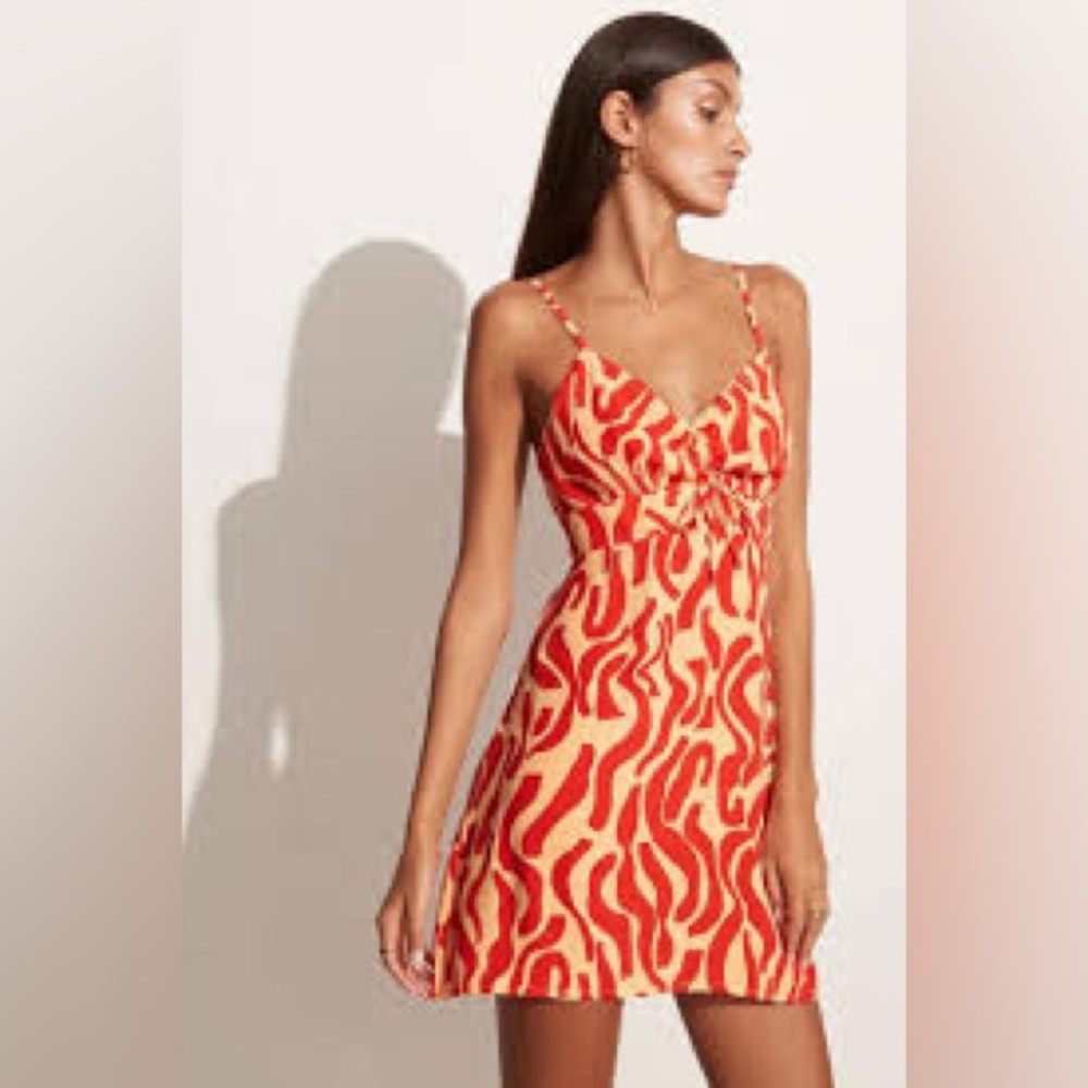 NEW Faithfull the Brand - Skyea Mini Dress La Cateau Print Red, M